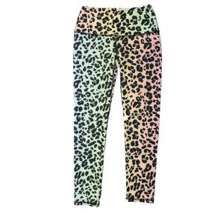 Noli Active Leggings Yoga Leopard Animal Print Rainbow Ombre Stretch Crop Tights